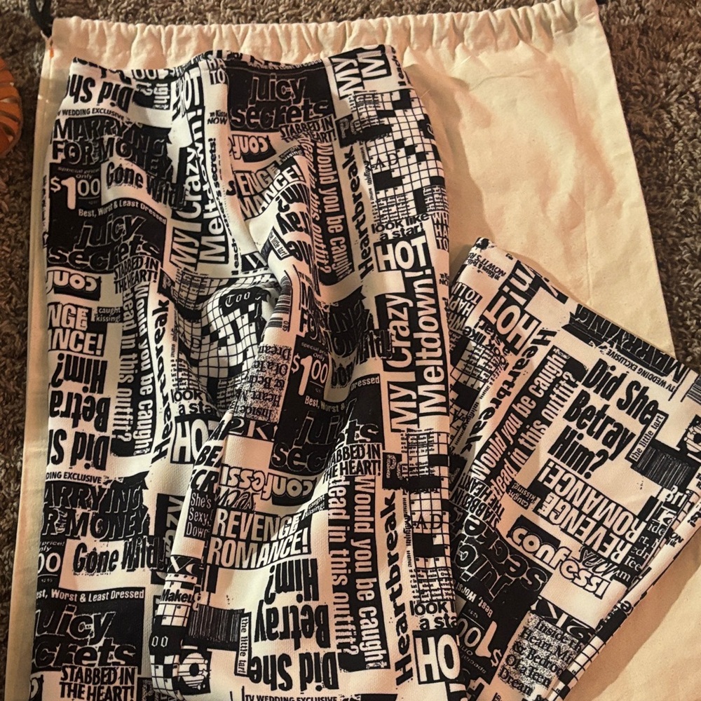 Urban Outfitters Black and White Graphic Wide Leg Pants